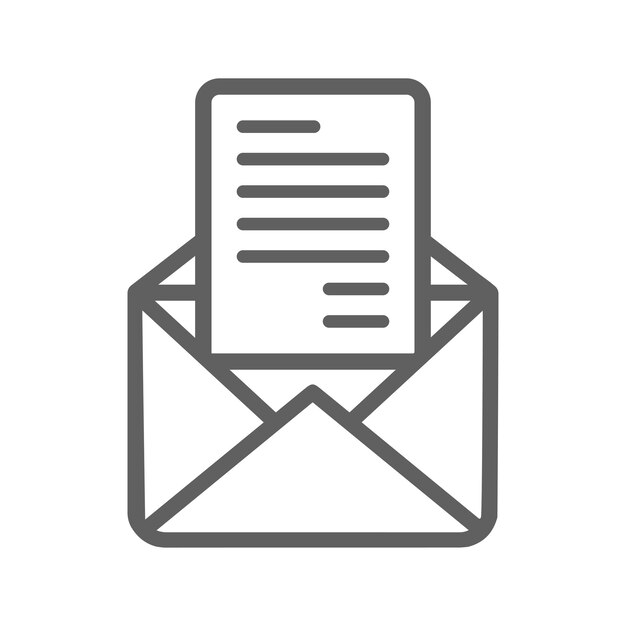 Ícono de sobre abierto de correo Gráficos vectoriales grises