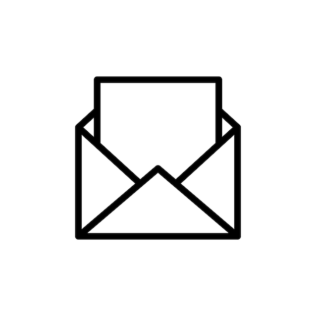 Icono de sobre abierto establecido carta de correo electrónico abierta símbolo vectorial web signo de correo abierto en negro relleno y estilo delineado