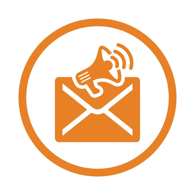 El icono del sobre del anuncio de correo electrónico Vector de color naranja EPS