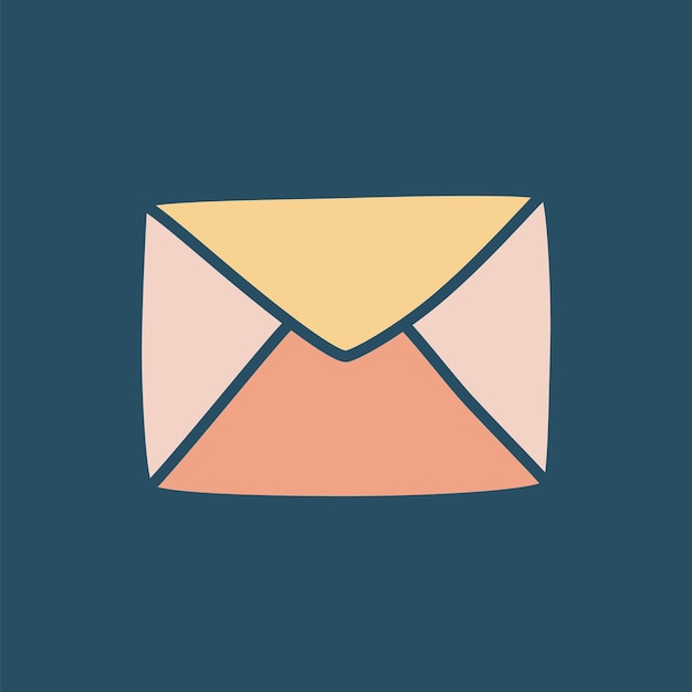 Icono de sobre de carta o logotipo dibujado a mano con una delgada línea negra