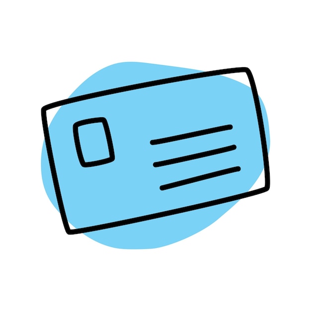 Icono de sobre de carta o logotipo dibujado a mano con una delgada línea negra