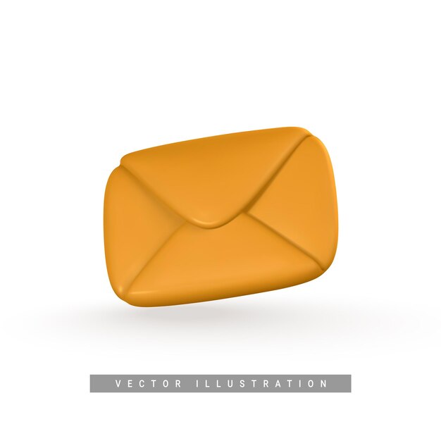 Icono de sobre de correo realista en 3D Notificación de correo entrante Concepto de correo electrónico en línea Ilustración vectorial