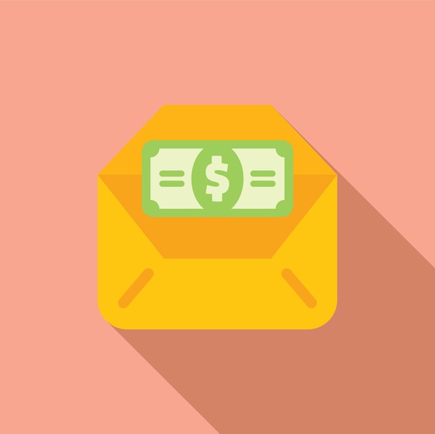 El icono del sobre de dinero en fondo rosado