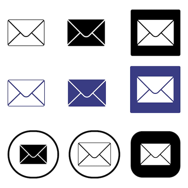 icono del sobre icono del mensaje de correo electrónico botón del icono del correo firmar notificación nuevos botones de iconos de mensaje