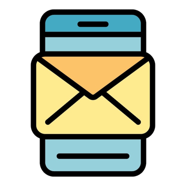Icono de sobre de teléfono Contorno Icono de vector de sobre de teléfono para diseño web aislado en color de fondo blanco plano