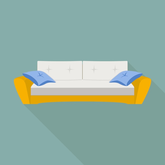Icono de sofá de almohada Ilustración plana de icono de vector de sofá de almohada para diseño web