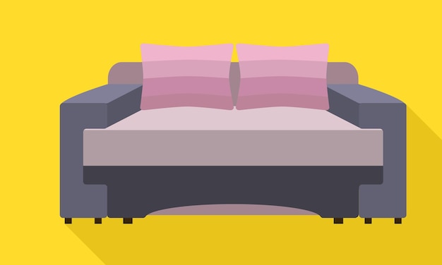 Icono de sofá de almohada Ilustración plana de icono de vector de sofá de almohada para diseño web