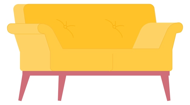 Icono de sofá amarillo Muebles de sofá de sala de estar aislados sobre fondo blanco