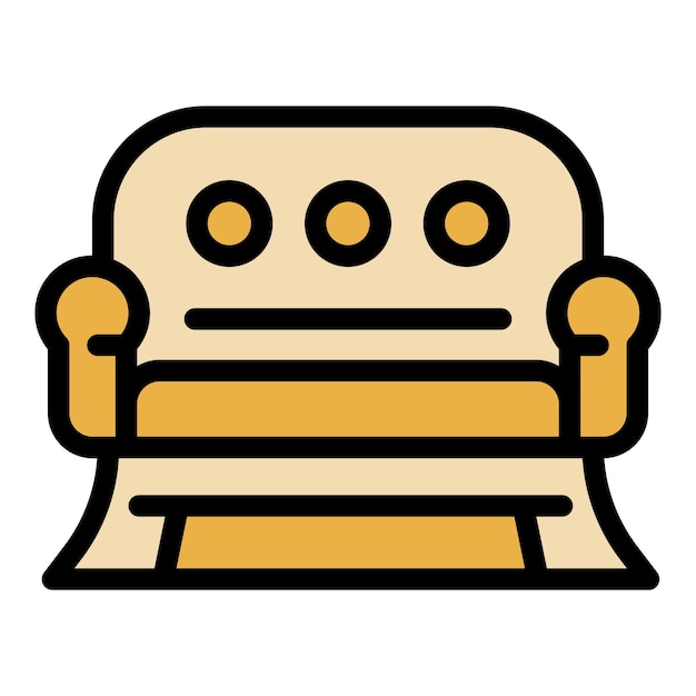 El icono del sofá de espacios tranquilos El contorno de los espacios tranquilos del sofá El icono vectorial del color plano aislado