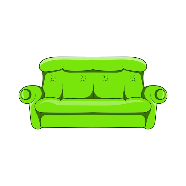 Icono de sofá en estilo de dibujos animados aislado sobre fondo blanco Símbolo de muebles