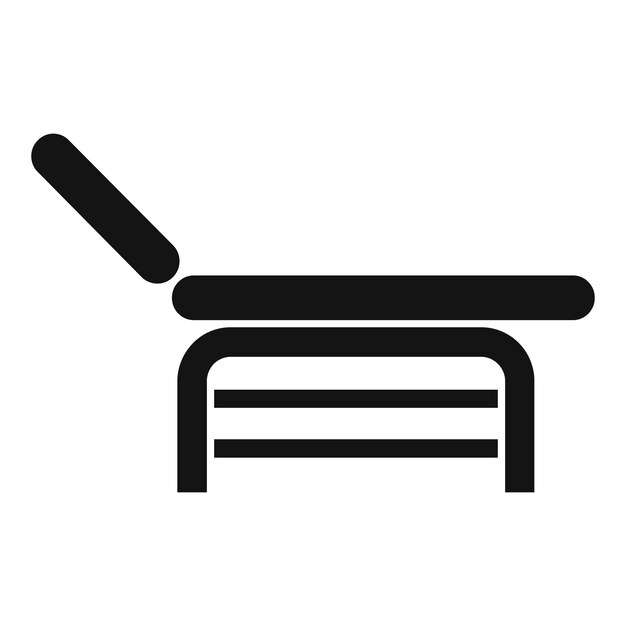 Icono de sofá de examen médico que muestra reposacabezas ajustables para hospitales y clínicas