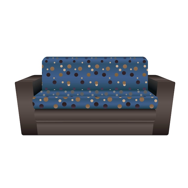 Icono de sofá punteado azul Caricatura de icono de vector de sofá punteado azul para diseño web aislado sobre fondo blanco