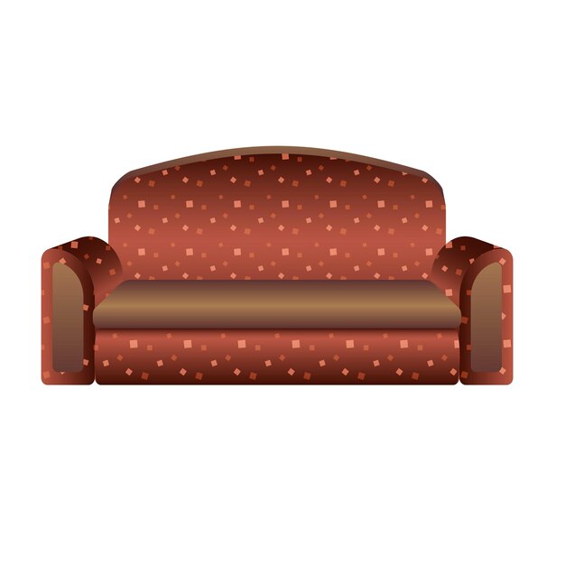 Icono de sofá rojo Caricatura de icono de vector de sofá rojo para diseño web aislado sobre fondo blanco