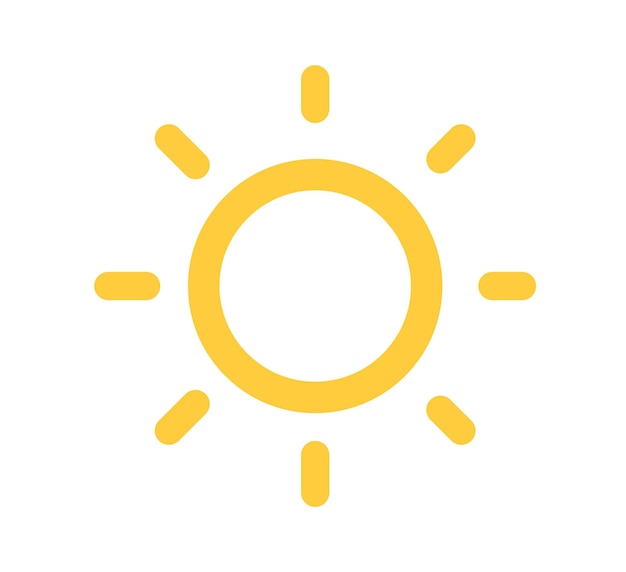 Icono del sol aislado en fondo blanco Icono plano de brillo Icono solar Círculo decorativo lleno