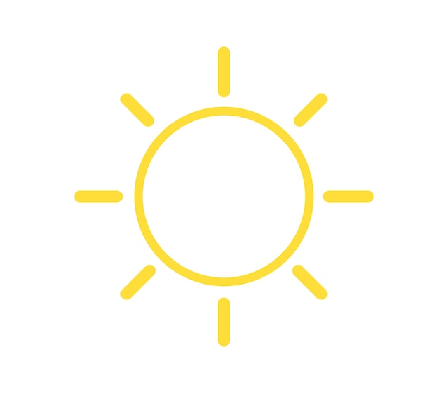 Icono del sol aislado en fondo blanco Icono plano de brillo Icono solar Círculo decorativo lleno