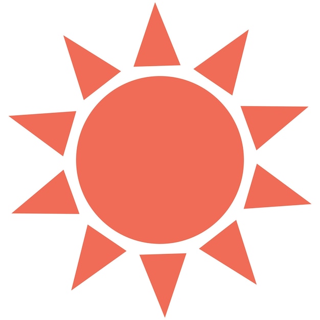 Icono de sol aislado sobre fondo blanco.