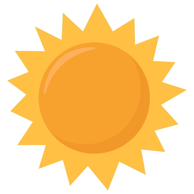 Icono del sol amarillo aislado sobre un fondo blanco