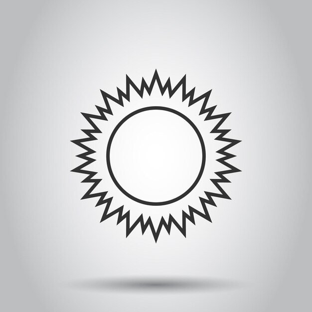 Icono de sol en estilo plano Ilustración de vector de signo de luz solar sobre fondo blanco aislado Concepto de negocio de luz solar