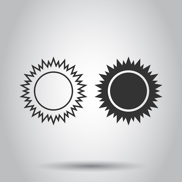 Ícono del sol en estilo plano Ilustración vectorial del signo del sol en fondo blanco aislado Concepto de negocio de luz del día