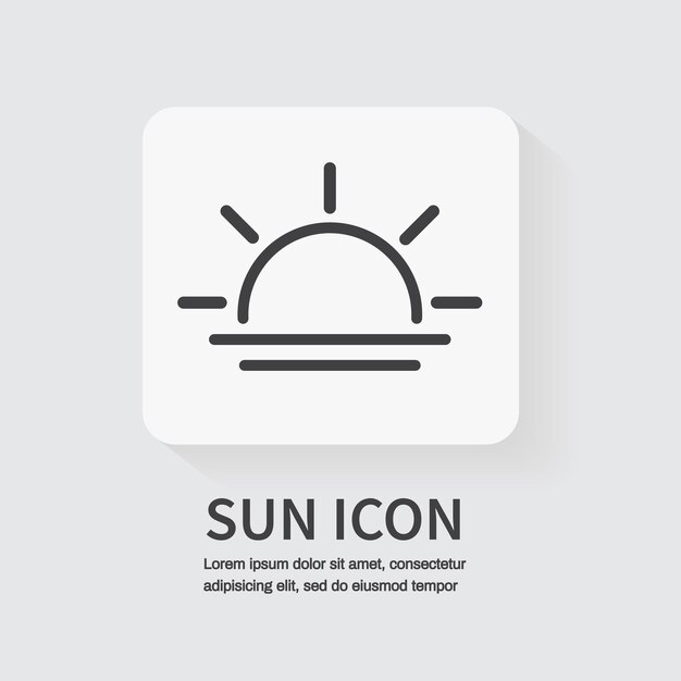 Ícono de sol ícono plano para aplicaciones y sitios web Ilustración vectorial