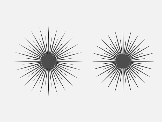 Icono de sol Intage con rayos aislados sobre fondo blanco utilizable para logotipos de negocios y naturaleza elemento de plantilla de diseño de logotipo vectorial plano