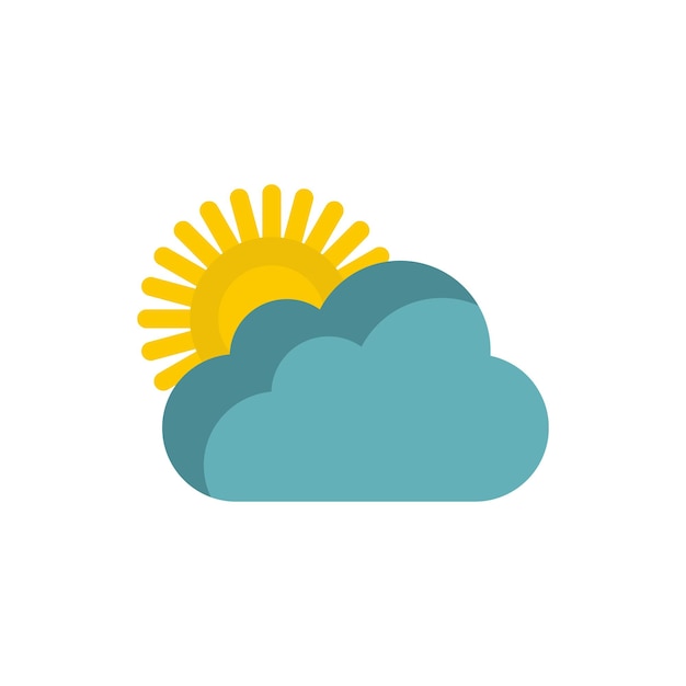 Icono de sol y nubes en estilo plano sobre un fondo blanco