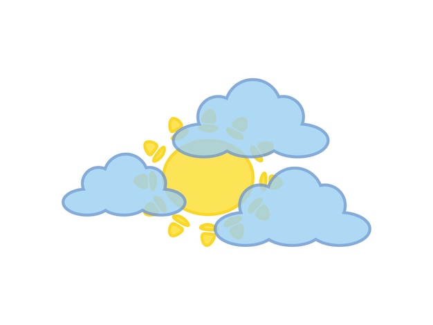 Icono de sol y nubes Temporada y tema de meteorología Diseño aislado Ilustración vectorial