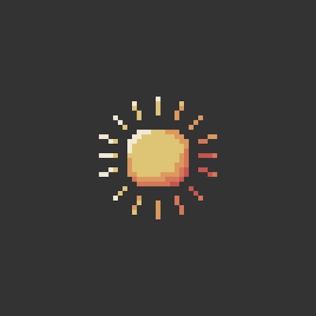 Vector icono de sol de pixel art para el activo del juego