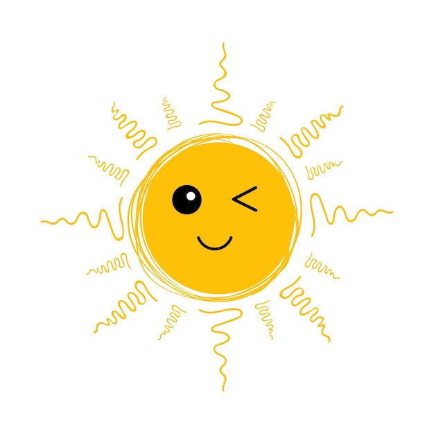 Icono de sol plano pictograma de sol símbolo de verano de vector de moda para diseño de sitio web botón web aplicación móvil vector doodle soles