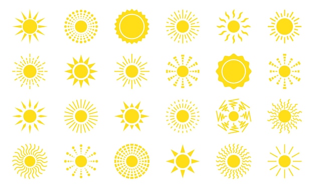 Icono de sol plano. Pictograma de sol. Símbolo de verano vectorial de moda para el diseño de sitios web, botón web, aplicación móvil.