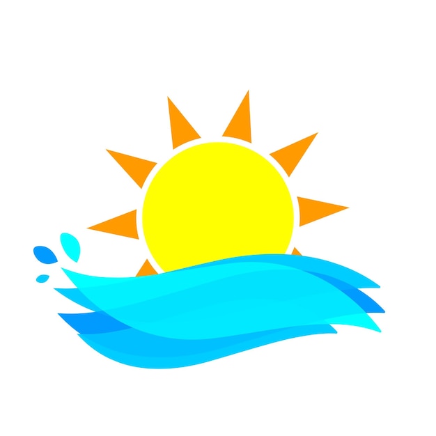 Icono del sol plantilla de diseño de símbolo gráfico ilustración vectorial de las grandes olas del océano
