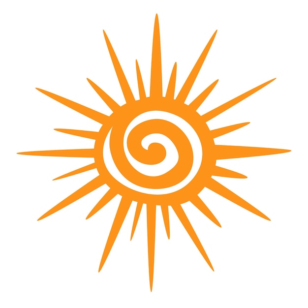 Icono de sol simple. Imágenes prediseñadas planas de fideos. Todos los objetos están repintados.