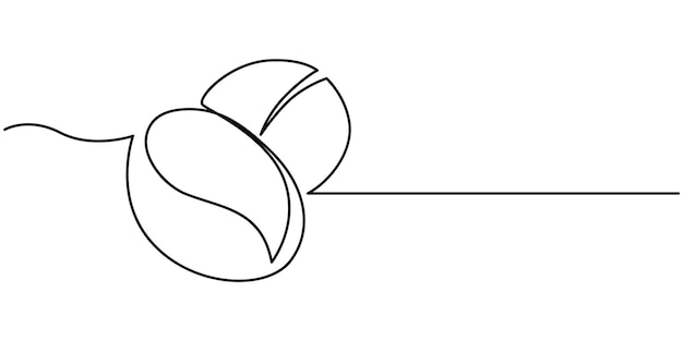 Icono de una sola línea de grano de café Dibujo continuo de una línea Iconos de café Concepto Vector de una sola linea