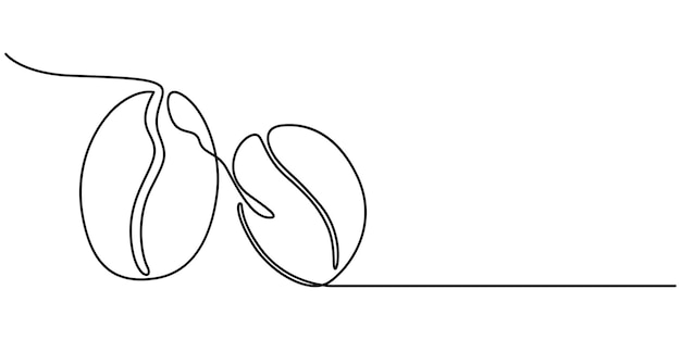 Icono de una sola línea de grano de café Dibujo continuo de una línea Iconos de café Concepto Vector de una sola linea
