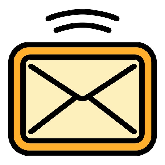 Icono de solicitud de correo de notificación Contorno de solicitud de mensaje de notificación Icono vectorial de color plano aislado