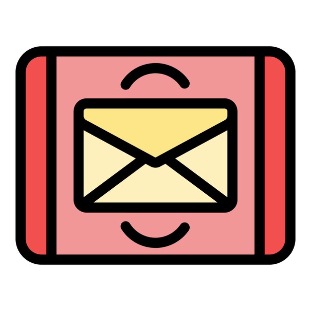 Vector icono de solicitud de correo de la tableta contorno del icono vectorial de solicitud de mensaje de la tableteta color plano aislado
