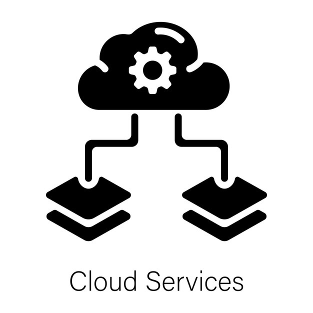 Icono sólido moderno que representa los servicios en la nube