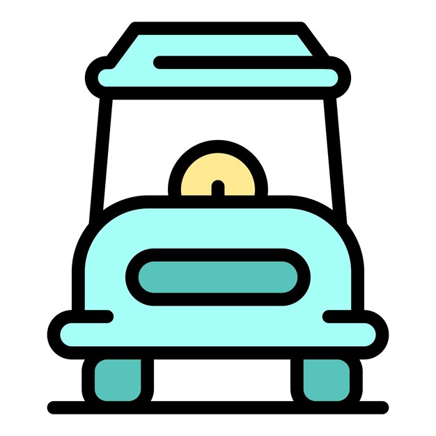 Icono de un solo carro de golf Contorno de un único carro de golf Icono vectorial de color plano aislado