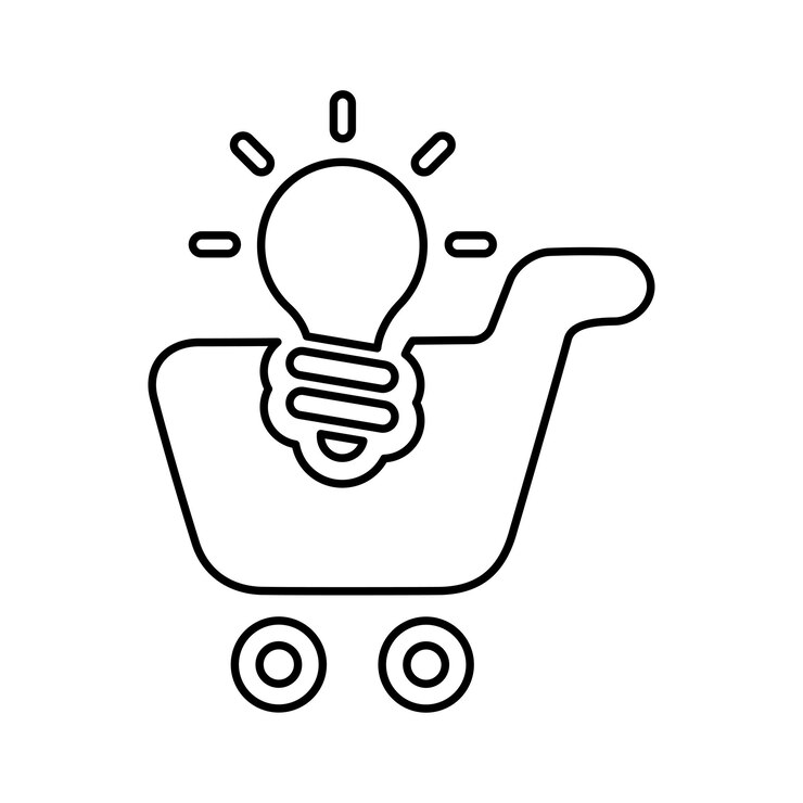 Vector ícono de la solución de comercio electrónico símbolo de contorno de línea