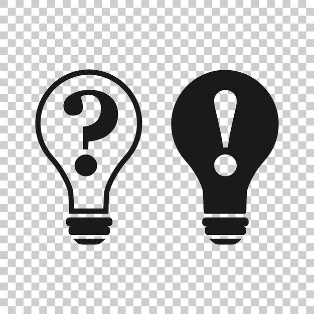 Ícono de solución de problemas en estilo transparente Ilustración vectorial de la idea de la bombilla en un fondo aislado Concepto de negocio de pregunta y respuesta