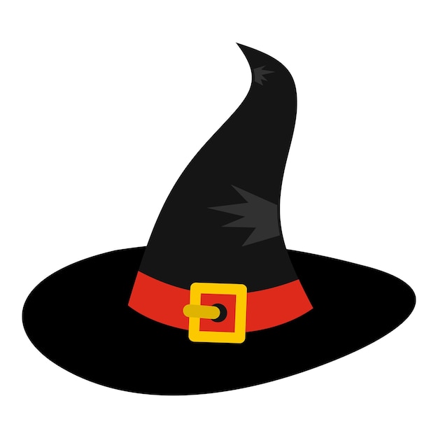 Vector icono de sombrero de bruja en estilo plano aislado en fondo blanco ilustración vectorial de símbolos de trucos