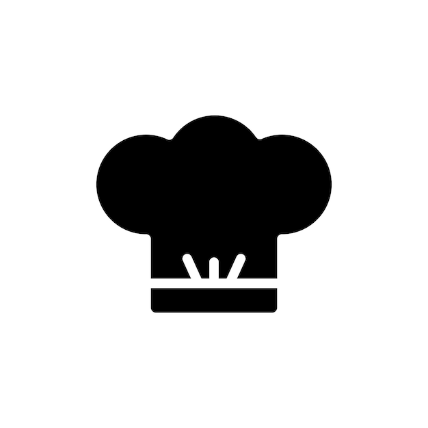 El icono del sombrero del chef es un símbolo vectorial de sombrero de la cabeza del cocinero en estilo negro lleno y delineado