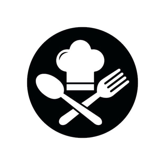El icono del sombrero del chef, la ilustración del logotipo vectorial, el estilo plano
