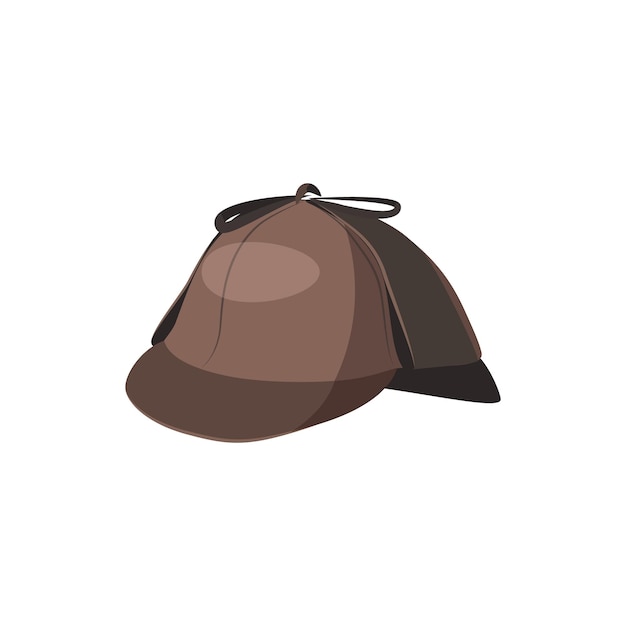 Vector icono de sombrero de detective sherlock holmes en estilo de dibujos animados sobre un fondo blanco