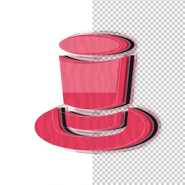 Icono de sombrero de efecto de vidrio rojo 3D con fondo editable