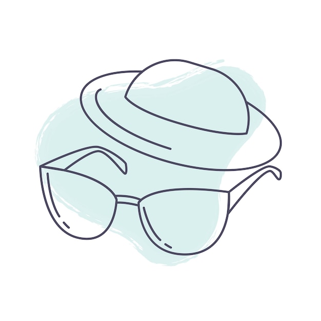 Icono de sombrero y gafas de sol de turismo Ilustración vectorial de un sombrero y gafas