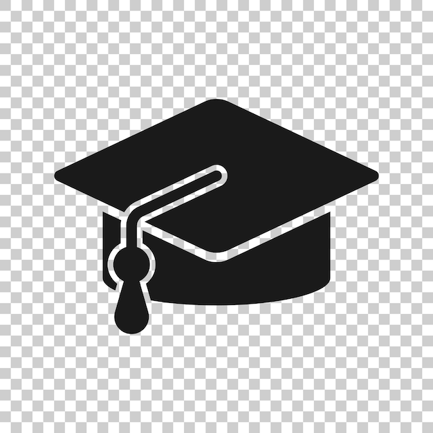 Icono de sombrero de graduación en estilo plano Ilustración vectorial de gorra estudiantil en fondo blanco aislado Concepto de negocio universitario