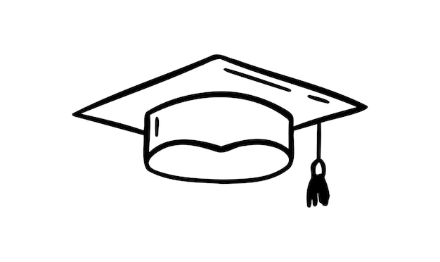Icono de sombrero de graduación Línea de sombreros de educación para dibujo de estudiantes universitarios