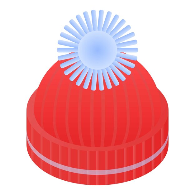 Icono de sombrero de invierno rojo Isométrico de icono de vector de sombrero de invierno rojo para diseño web aislado sobre fondo blanco