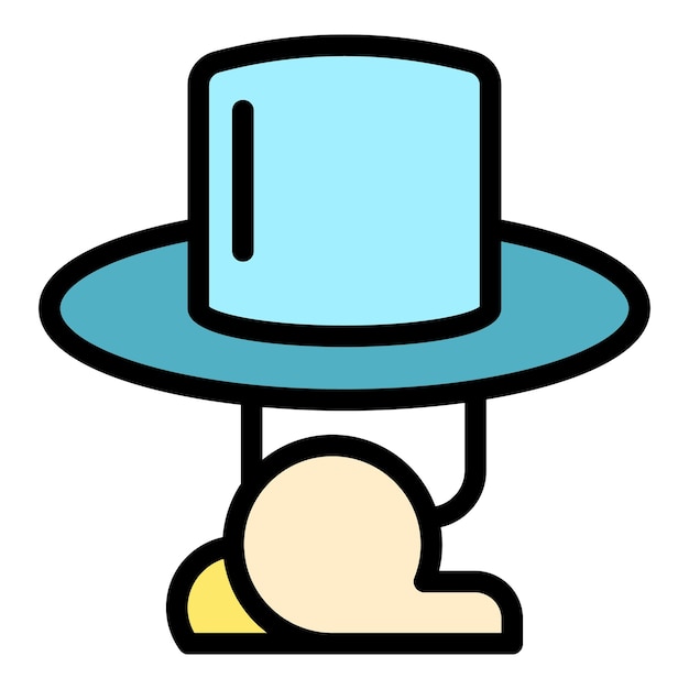 Vector el icono del sombrero de la mano de la oreja es un vector de contorno espectáculo de magia truco de circo color plano